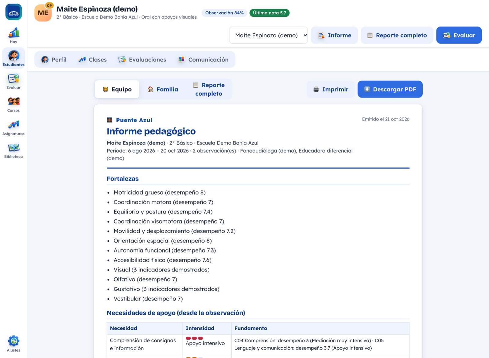 Informe pedagógico